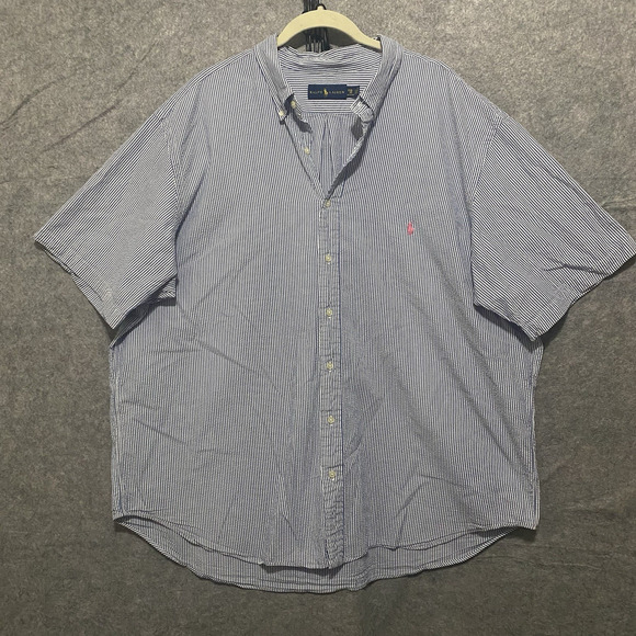 Ralph Lauren Other - Ralph Lauren‎ Seersucker Button Down Shirt Mens 2XB Blue Striped Pony Logo